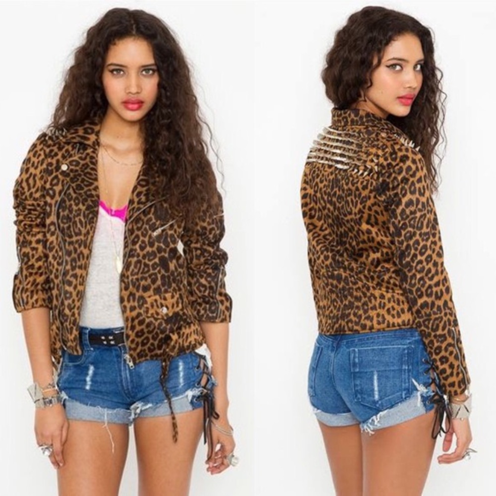 UNIF Studded Leopard Moto Jacket - Picture 6 of 6